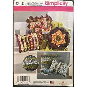 Simplicity Pattern #1340 Decorative Patchwork Pillows Square Rectangle Uncut